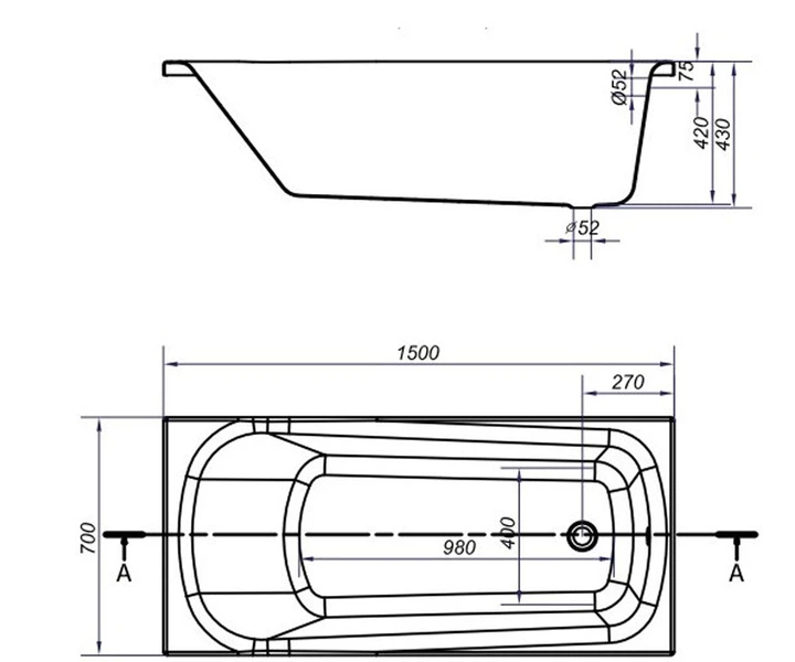 Акриловая ванна 150х70 см CERSANIT NAO S301-242 - изображение 2