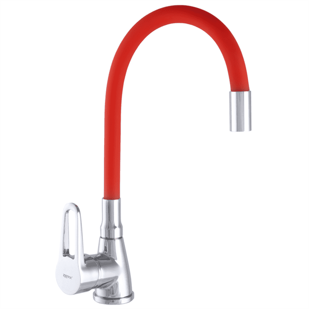 Смеситель для кухни Zerix SOP7 045 с красным гибким изливом (ZX2667) - Фото 1 Смеситель для кухни Zerix SOP7 045 с красным гибким изливом (ZX2667) - зображення 1