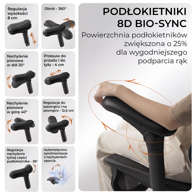 Fotel biurowy ergonomiczny Sihoo DORO C500 V2 Ultra z podnożkiem Czarny (4820216980189) - Zdjęcie 7 Fotel biurowy ergonomiczny Sihoo DORO C500 V2 Ultra z podnożkiem Czarny (4820216980189) - obraz 7