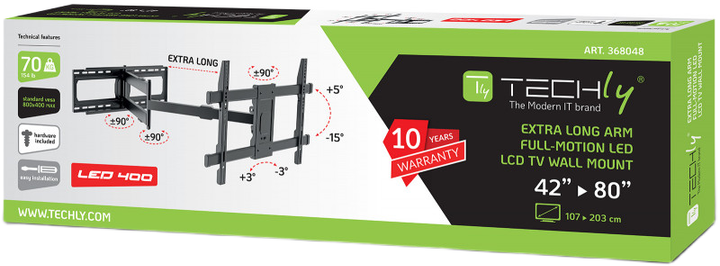 Uchwyt ścienny TECHly ICA-PLB-721 Black (8059018368048) - obraz 2
