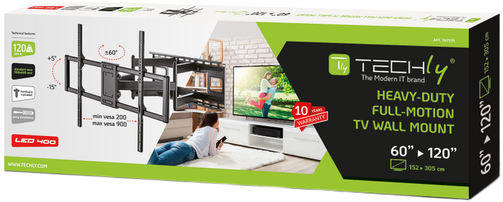 Настінне кріплення TECHly ICA-PLB 189B Black (8059018367591) - зображення 2