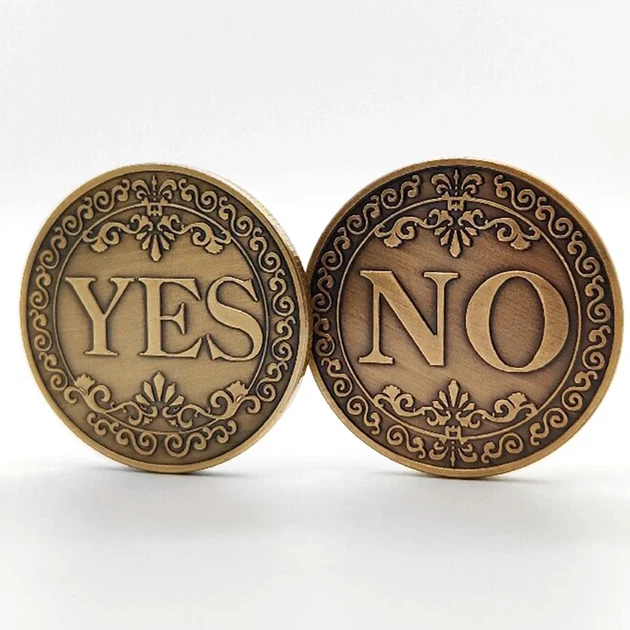 Сувенирная монета принятия решений YES/NO 4 см 3703 (золото антик) OP1-3716 - изображение 4