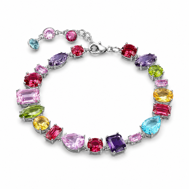 Браслет Gema з різнокольоровими кристалами Swarovski та регульованим розміром для повсякденних і святкових образів - зображення 5