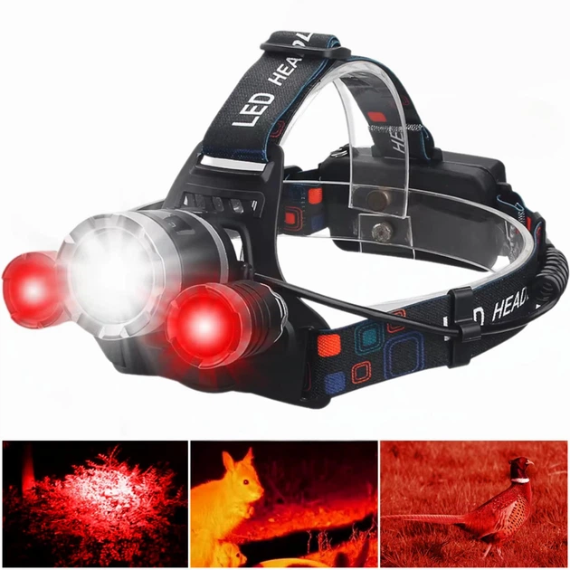 Ліхтар налобний Police 3000-T6+2XPE (RED), 2x18650, signal light, ЗП Type-C, Box - Фото 2 Ліхтар налобний Police 3000-T6+2XPE (RED), 2x18650, signal light, ЗП Type-C, Box - зображення 2