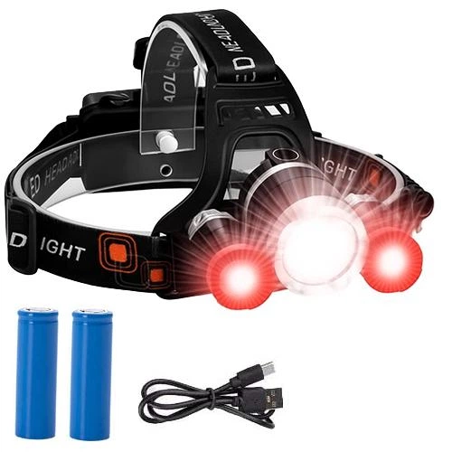 Ліхтар налобний Police 3000-T6+2XPE (RED), 2x18650, signal light, ЗП Type-C, Box - Фото 3 Ліхтар налобний Police 3000-T6+2XPE (RED), 2x18650, signal light, ЗП Type-C, Box - зображення 3