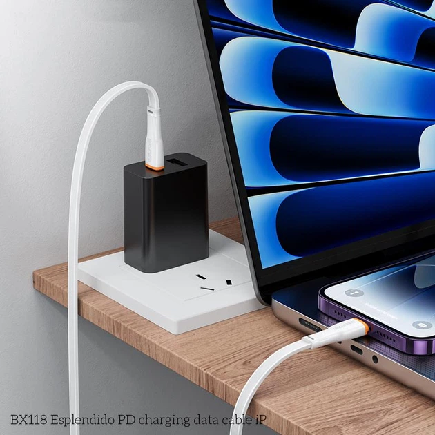 Кабель BOROFONE BX118 Esplendido PD charging data cable iP White (6941991120916) - Фото 5 Кабель BOROFONE BX118 Esplendido PD charging data cable iP White (6941991120916) - зображення 5