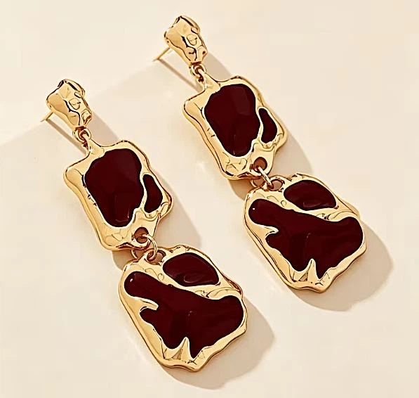 Сережки жіночі подовжені підвіски jewelry Бордові - Фото 5 Сережки жіночі подовжені підвіски jewelry Бордові - зображення 5