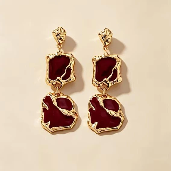 Сережки жіночі подовжені підвіски jewelry Бордові - Фото 6 Сережки жіночі подовжені підвіски jewelry Бордові - зображення 6