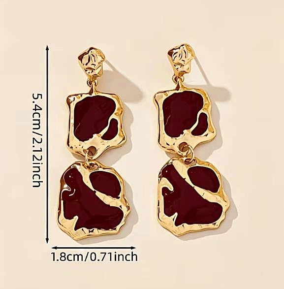 Сережки жіночі подовжені підвіски jewelry Бордові - Фото 7 Сережки жіночі подовжені підвіски jewelry Бордові - зображення 7