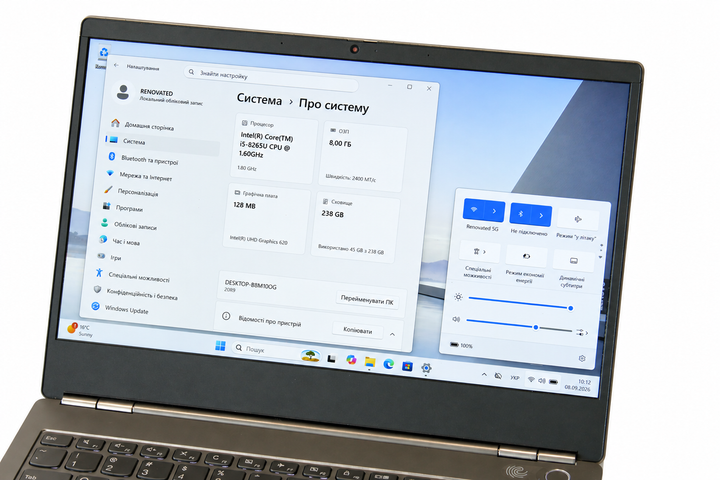 Ноутбук Lenovo ThinkBook 13s-IWL 20R9 Core i5-8265U 16GB DDR4 NVMe SSD 256GB 13.3" Full HD IPS Сірий Б/У - изображение 2