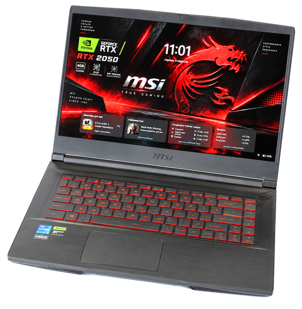 Ноутбук MSI Thin GF63 Core i5-12450H RTX 2050 4GB 16GB DDR4 NVMe SSD 512GB+HDD 1TB 15.6" FHD 144Hz Чорний Б/У - изображение 2