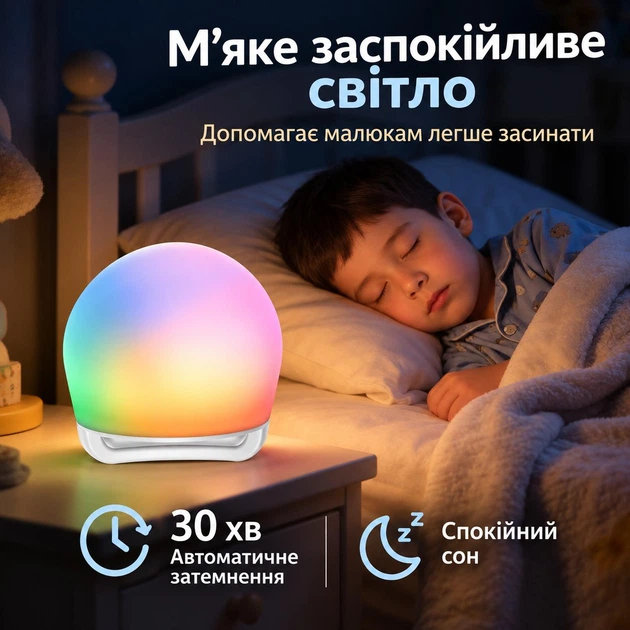 Портативний нічник Magitech C1 білий, сенсорне керування, RGB, 24 кольори, акумулятор 2000 мА·год, USB Type-C - изображение 5