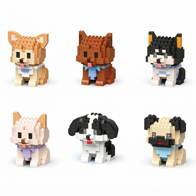 Дитячий 3D-конструктор з міні-блоків Собачки Dog Series в асортименті 6 видів (арт. W1528) ціна за 1 шт - Фото 4 Дитячий 3D-конструктор з міні-блоків Собачки Dog Series в асортименті 6 видів (арт. W1528) ціна за 1 шт - зображення 4