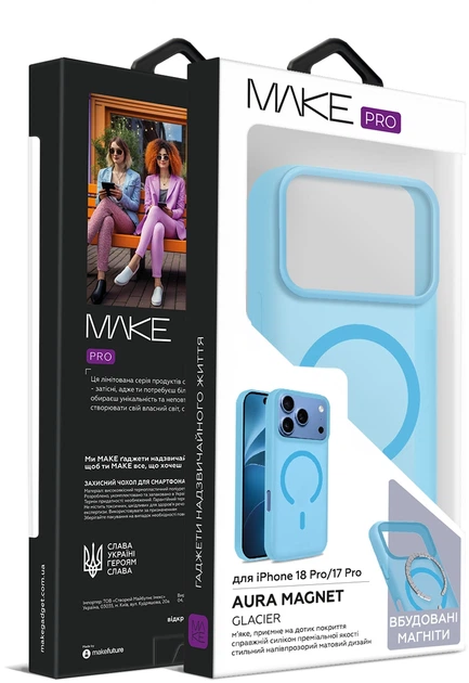 Чохол для смартфона Apple iPhone 18 Pro/17 Pro MAKE Aura Magnet Glacier (MCLAM-AI18P/17PBL) - Фото 5 Чохол для смартфона Apple iPhone 18 Pro/17 Pro MAKE Aura Magnet Glacier (MCLAM-AI18P/17PBL) - зображення 5