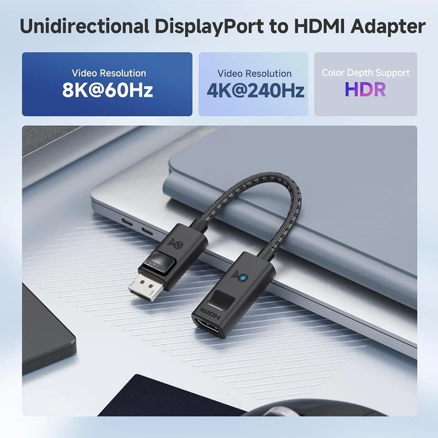 Адаптер Cable Matters DisplayPort to HDMI, 8K@60Hz, 4K@240Hz 0.1м black - Фото 2 Адаптер Cable Matters DisplayPort to HDMI, 8K@60Hz, 4K@240Hz 0.1м black - изображение 2