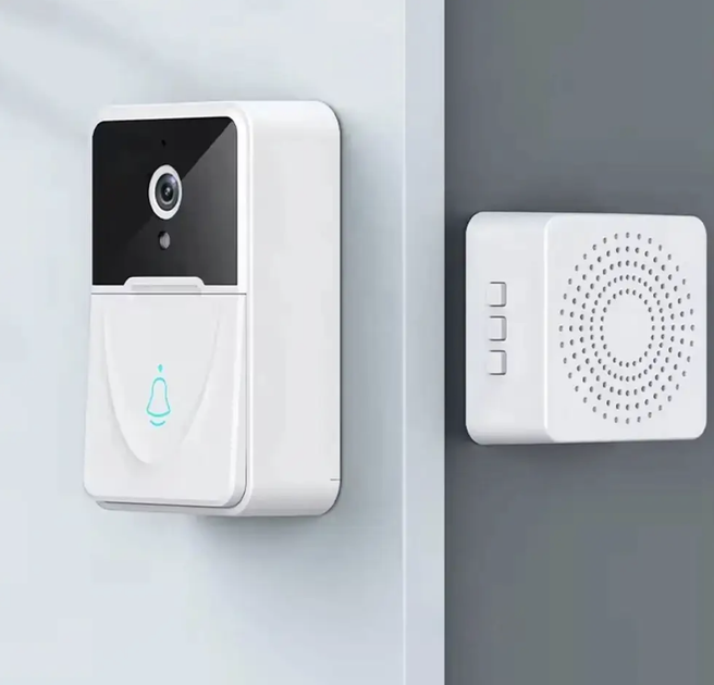 Беспроводной видеозвонок Wi-Fi с камерой HD аккумулятором 1000 мА·ч ночным видением датчиком движения двусторонней связью X Smart Home для дома квартиры - изображение 2