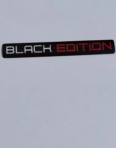 Металлическая 3D наклейка шильдик "BLACK EDITION" 10.6х1.1 см - алюминиевая эмблема на авто, салон, багажник, мотоцикл, скутер и велосипед (Черно-серебристо-красный), 1 шт. - изображение 2
