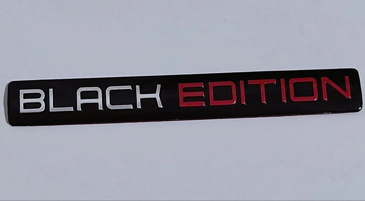 Металлическая 3D наклейка шильдик "BLACK EDITION" 10.6х1.1 см - алюминиевая эмблема на авто, салон, багажник, мотоцикл, скутер и велосипед (Черно-серебристо-красный), 1 шт. - изображение 4