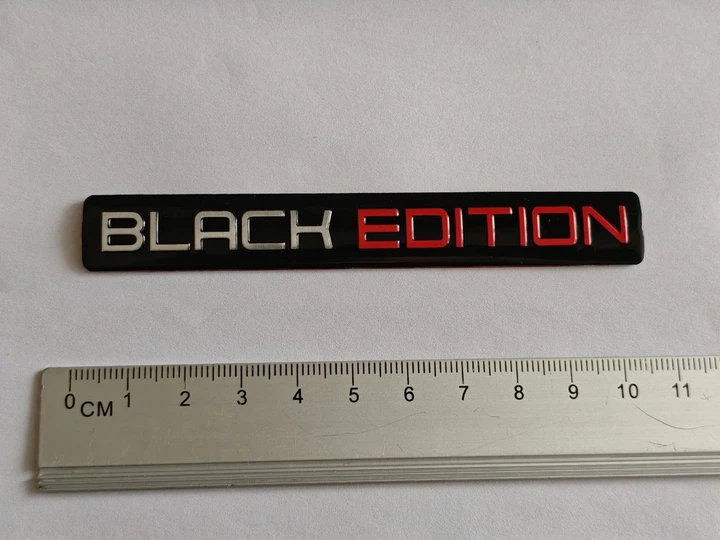 Металлическая 3D наклейка шильдик "BLACK EDITION" 10.6х1.1 см - алюминиевая эмблема на авто, салон, багажник, мотоцикл, скутер и велосипед (Черно-серебристо-красный), 1 шт. - изображение 6