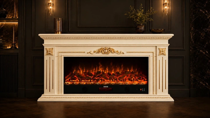 Электрический камин Nevada luxe Ivory 1500 Вт с порталом, звук потрескивания дров (10080153) - Фото 2 Электрический камин Nevada luxe Ivory 1500 Вт с порталом, звук потрескивания дров (10080153) - изображение 2