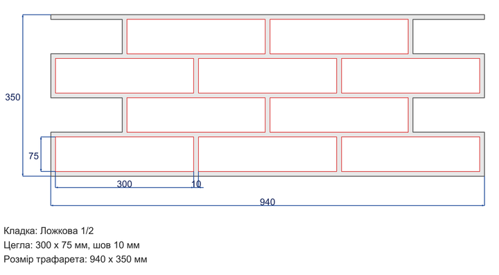 Многоразовый трафарет 94×35 см + 2 откоса, 3 мм — под плитку Metro длинный 75×300 мм, декоративная штукатурка стен - Фото 2 Многоразовый трафарет 94×35 см + 2 откоса, 3 мм — под плитку Metro длинный 75×300 мм, декоративная штукатурка стен - изображение 2