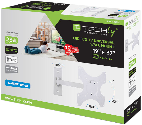 Настенное крепление TECHly ICA-LCD 2901WH White (8054529023837) - Фото 2 Настенное крепление TECHly ICA-LCD 2901WH White (8054529023837) - изображение 2