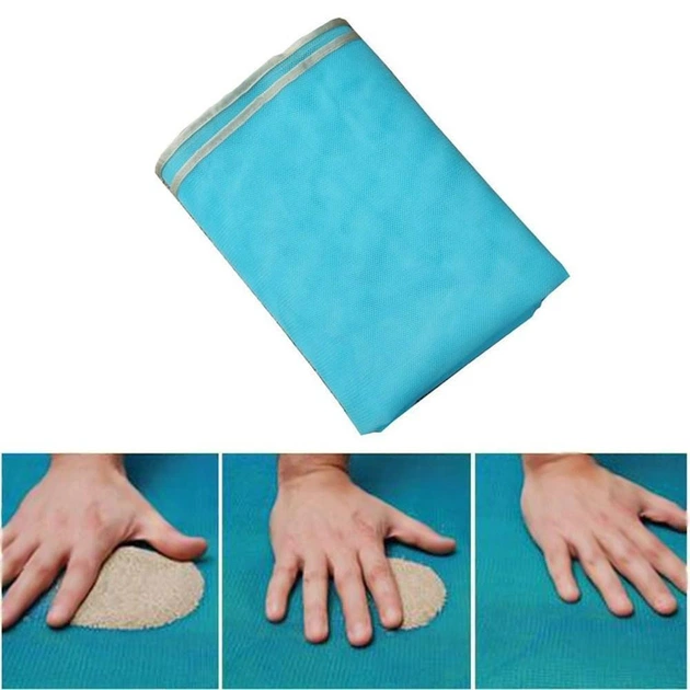 Пляжный коврик антипесок Sand Free Mat 200×150 см с двухслойной сеткой и кольцами для крепления - изображение 3