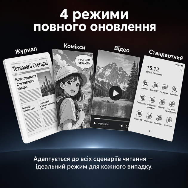 Електронна книга Bigme B6 Black & White, 6", E Ink 300 PPI, Android 14, 4/64 ГБ, Wi-Fi + Фірмовий чохол - Фото 4 Електронна книга Bigme B6 Black & White, 6", E Ink 300 PPI, Android 14, 4/64 ГБ, Wi-Fi + Фірмовий чохол - изображение 4