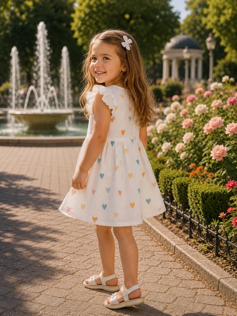 Платье Candy Hearts Kiddo белый 104 см - Фото 2 Платье Candy Hearts Kiddo белый 104 см - изображение 2