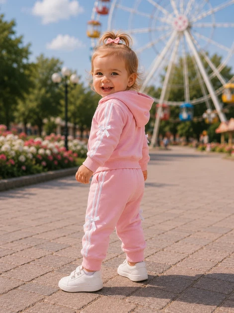 Костюм для девочки Miu Miu с бантиками Kiddo пудровый 80 см - Фото 2 Костюм для девочки Miu Miu с бантиками Kiddo пудровый 80 см - изображение 2