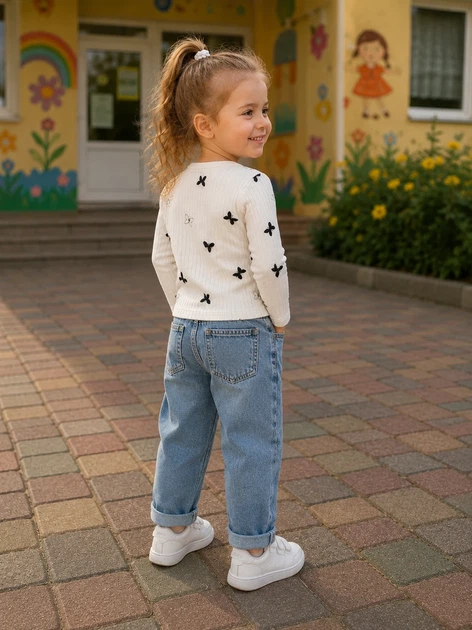 Лонгслив Little Butterflies Kiddo молочный 92 см - Фото 2 Лонгслив Little Butterflies Kiddo молочный 92 см - изображение 2