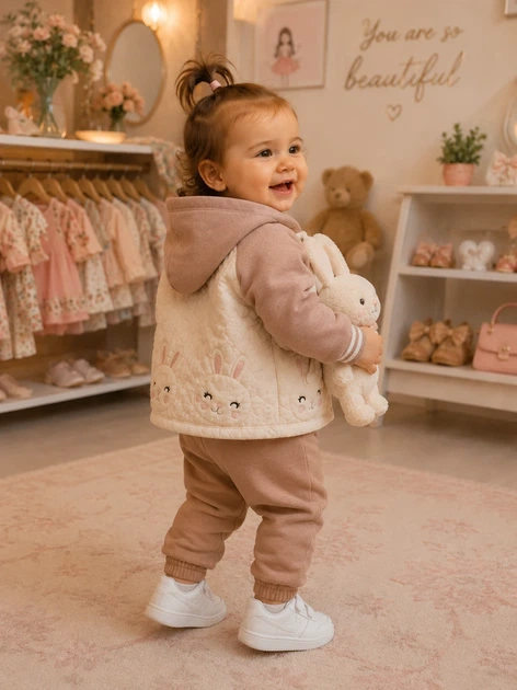 Комплект-тройка “Little Bunny” Kiddo бежевый 68 см - изображение 2