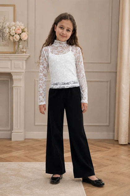 Гольф для дівчинки Lace Cloud Kiddo білий 140 см - Фото 1 Гольф для дівчинки Lace Cloud Kiddo білий 140 см - зображення 1