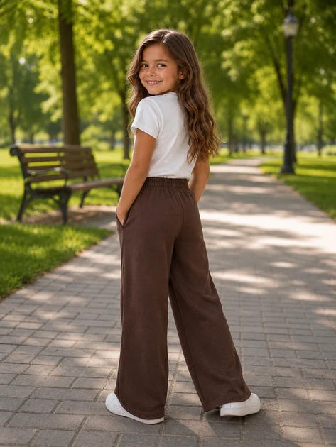 Штани для дівчинки SOFT GLAM PANTS (з камінчиками) Kiddo Шоколадний розмір 116 (KIDDO-8E9BC0D76603421999DDE9E965D9BE7D) - Фото 2 Штани для дівчинки SOFT GLAM PANTS (з камінчиками) Kiddo Шоколадний розмір 116 (KIDDO-8E9BC0D76603421999DDE9E965D9BE7D) - зображення 2