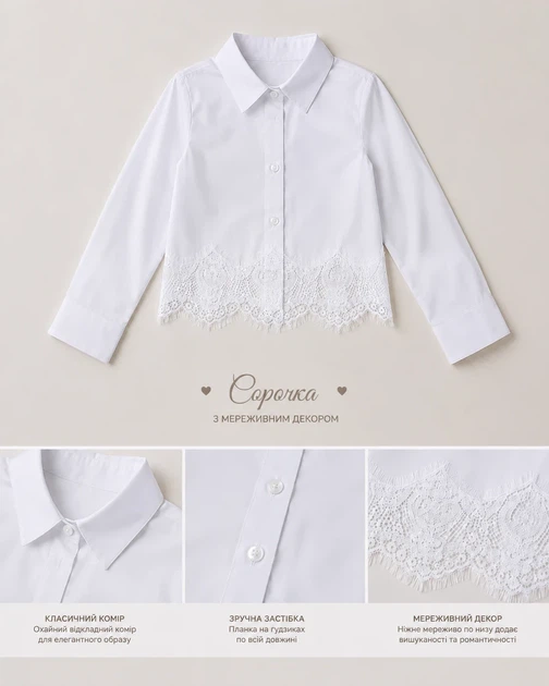 Блуза Elegant Lace Kiddo Білий розмір 140 (KIDDO-E70F0DCA096D41508A5317B41CDA2924) - Фото 3 Блуза Elegant Lace Kiddo Білий розмір 140 (KIDDO-E70F0DCA096D41508A5317B41CDA2924) - зображення 3