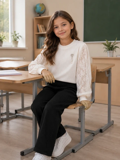 Блуза Elegant Lace Kiddo Молочний Soft Pearl розмір 146 (KIDDO-36C9F00005184E38AB1DE65F6EF60851) - Фото 1 Блуза Elegant Lace Kiddo Молочний Soft Pearl розмір 146 (KIDDO-36C9F00005184E38AB1DE65F6EF60851) - зображення 1
