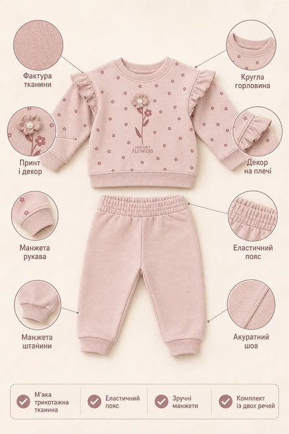 Костюм Powder Flower Kiddo розовый 80 см - изображение 3