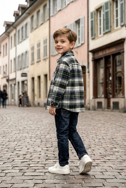 Сорочка в клітинку тепла для хлопчика Kiddo чорний з синім 140 см - Фото 2 Сорочка в клітинку тепла для хлопчика Kiddo чорний з синім 140 см - зображення 2