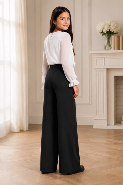 Брюки для дівчинки Palazzo Naomi Kiddo Чорний розмір 140 (KIDDO-04C78F667FE04A09A2779122A08B407B) - Фото 2 Брюки для дівчинки Palazzo Naomi Kiddo Чорний розмір 140 (KIDDO-04C78F667FE04A09A2779122A08B407B) - зображення 2