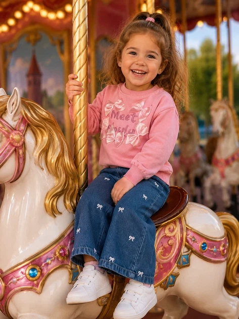 Комплект двойка “Denim Bow Chic” Kiddo розовый 92 см - Фото 1 Комплект двойка “Denim Bow Chic” Kiddo розовый 92 см - изображение 1