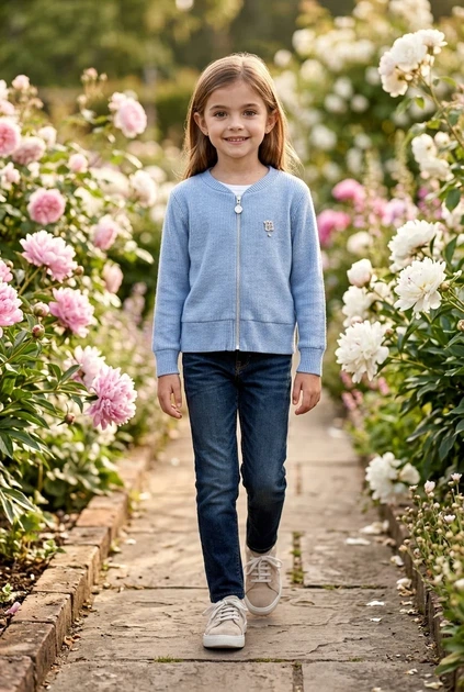Кофта детская рубчик на молнии Kiddo голубой 122 см - Фото 1 Кофта детская рубчик на молнии Kiddo голубой 122 см - изображение 1