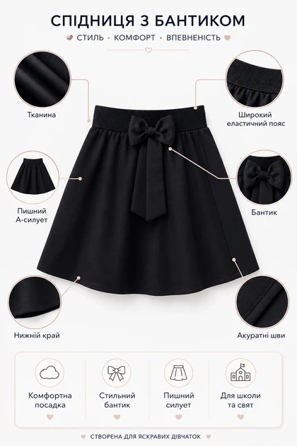 Юбка Grace Flair Kiddo С бантиком 134 см - Фото 3 Юбка Grace Flair Kiddo С бантиком 134 см - изображение 3