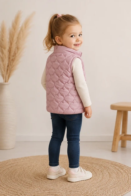 Жилетка стеганая Soft Kids Kiddo пудровый 92 см - изображение 2