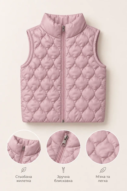 Жилетка стеганая Soft Kids Kiddo пудровый 92 см - изображение 3