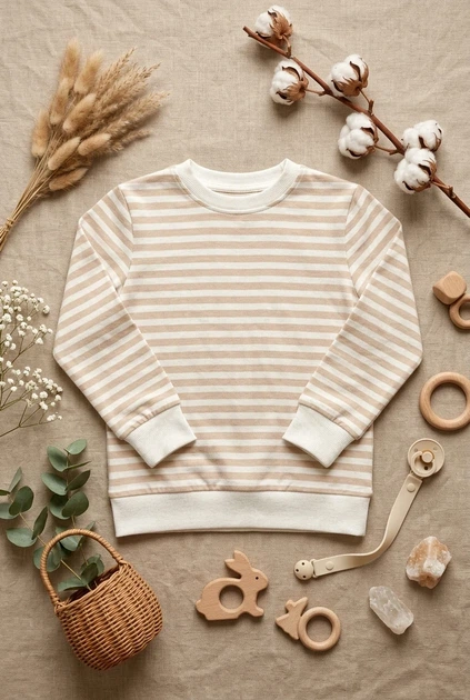 Кофта для девочки в бежево-белую полоску Kiddo бежевый 134 см - Фото 3 Кофта для девочки в бежево-белую полоску Kiddo бежевый 134 см - изображение 3