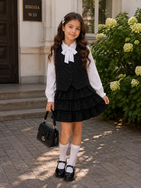Костюм для девочки «Shine School» Kiddo черный 146 см - Фото 1 Костюм для девочки «Shine School» Kiddo черный 146 см - изображение 1