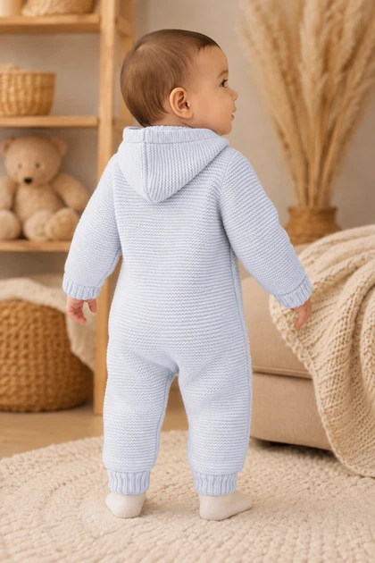 Комбинезон вязаный Little Cozy Kiddo голубой 74 см - Фото 2 Комбинезон вязаный Little Cozy Kiddo голубой 74 см - изображение 2