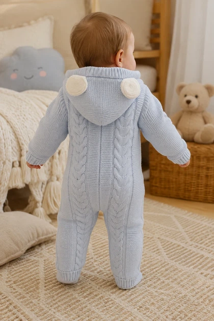 Комбинезон теплый вязаный Little Bear Kiddo голубой 74 см - изображение 2