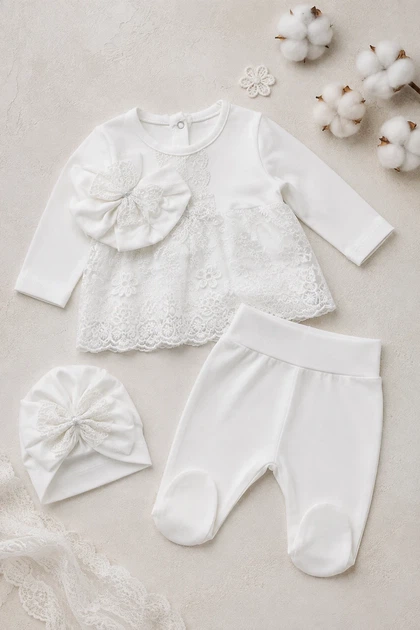 Комплект для младенца «Little Lace» Kiddo белый 62 см - Фото 3 Комплект для младенца «Little Lace» Kiddo белый 62 см - изображение 3