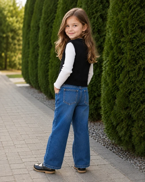 Жилетка вязаная Mini Style с дырочками Kiddo черный 98 см - изображение 2
